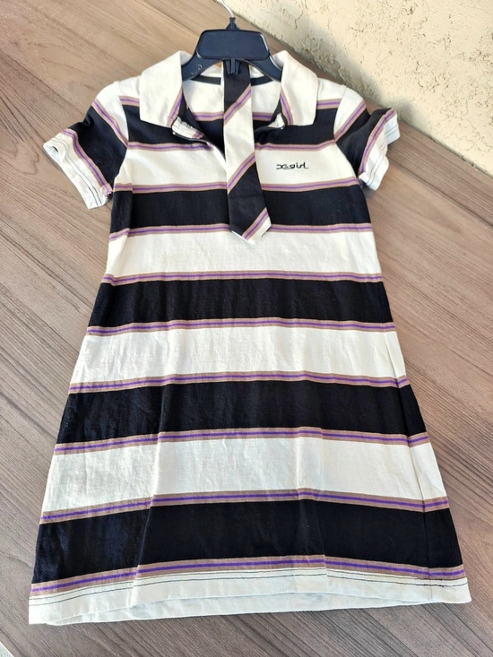 X girl Striped Mini Dress in Navy & Cream